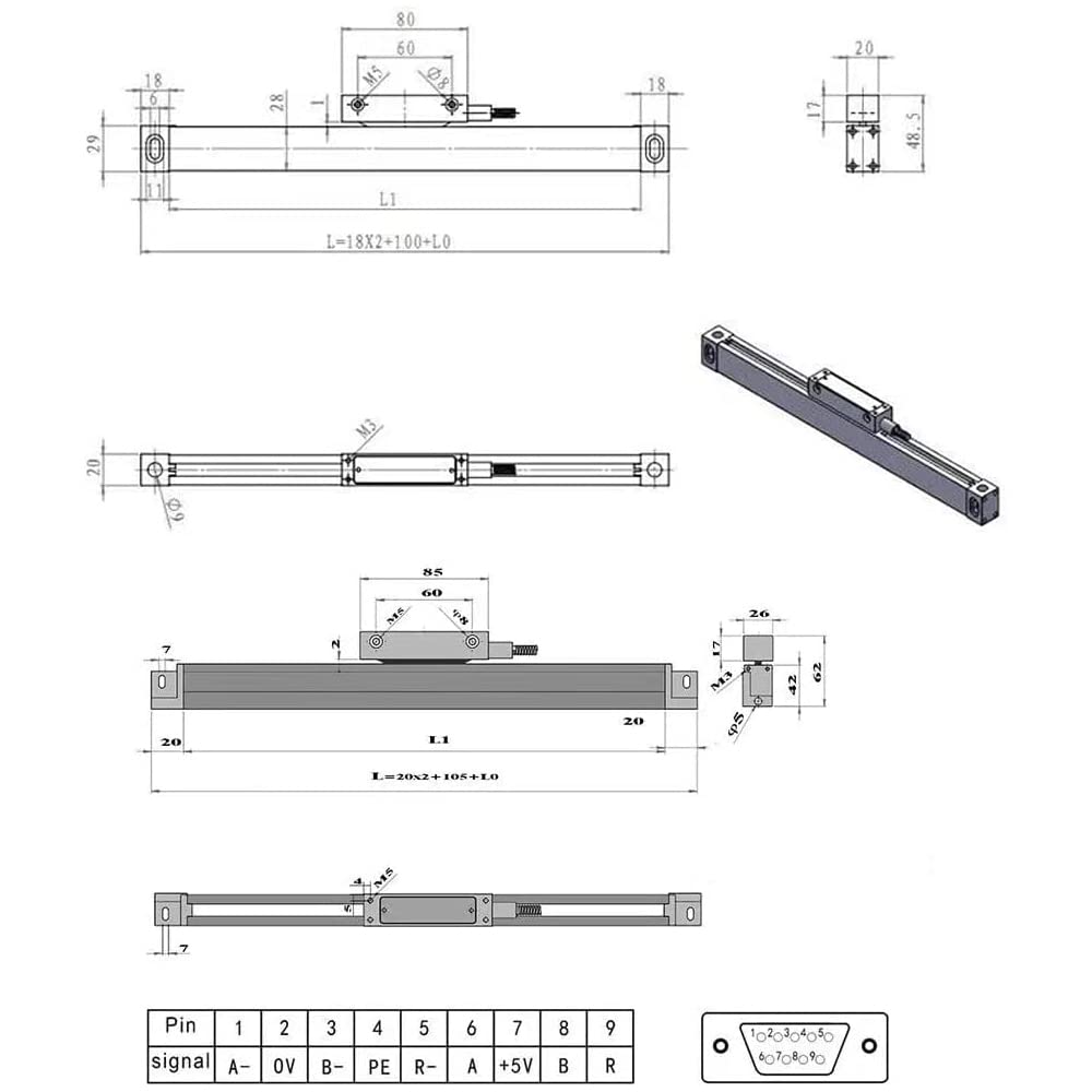 3 Axis Digital Readout DRO Display with 3pc Glass Linear Encoder Scale (150mm+200mm+300mm) for CNC Milling Machine & Lathe | Precise Measurement Tool for Metalworking & Woodworking Projects