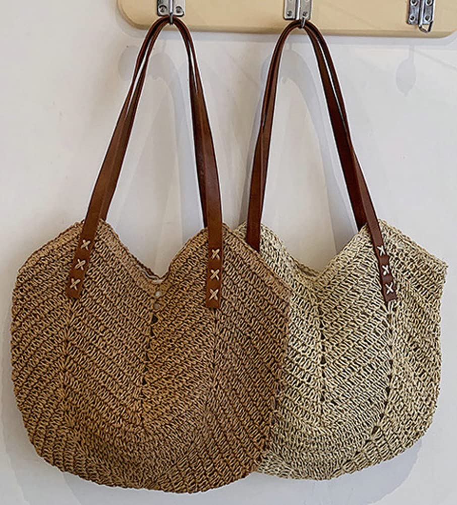 Stylish Large Straw Tote Bag for Women - Breathable Woven Beach Handbag with Wide Shoulder Strap - Perfect for Summer Vacation, Shopping, Picnics & Beach Outings