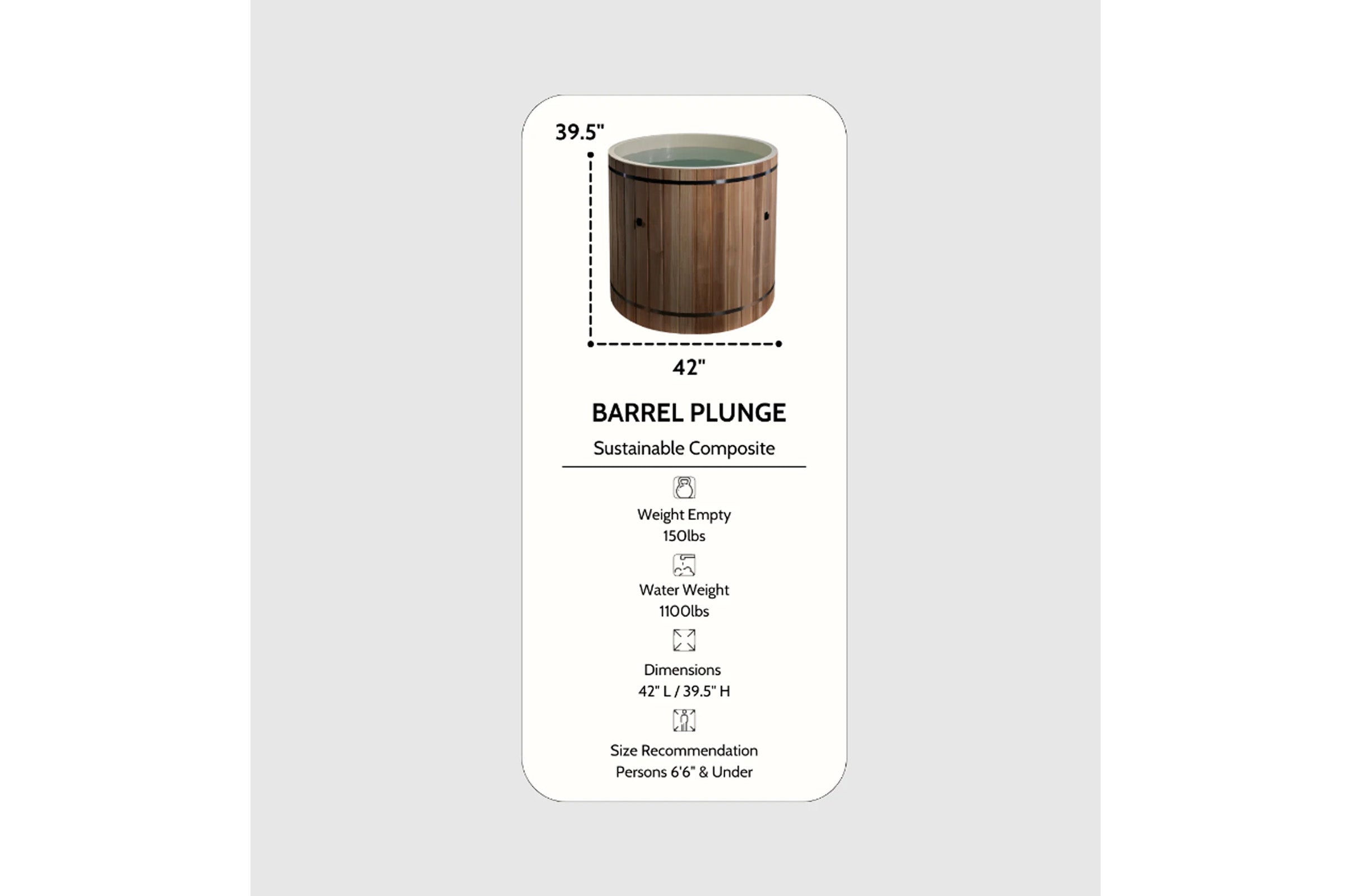 Premium Cold Plunge Barrel - Pacific Cedar Wood Ice Bath Tub for Athletes & Recovery - Perfect for Post-Workout, Muscle Recovery & Hydrotherapy at Home