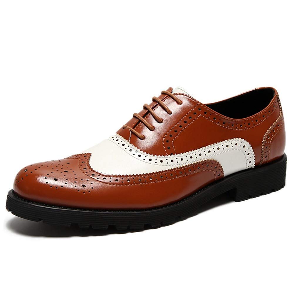 Men's Oxford Wingtip Brogue Dress Shoes - Vegan Leather Lace-Up Formal Shoes with Anti-Slip Sole & Comfortable Block Heel | Perfect for Weddings, Business Meetings & Office Wear