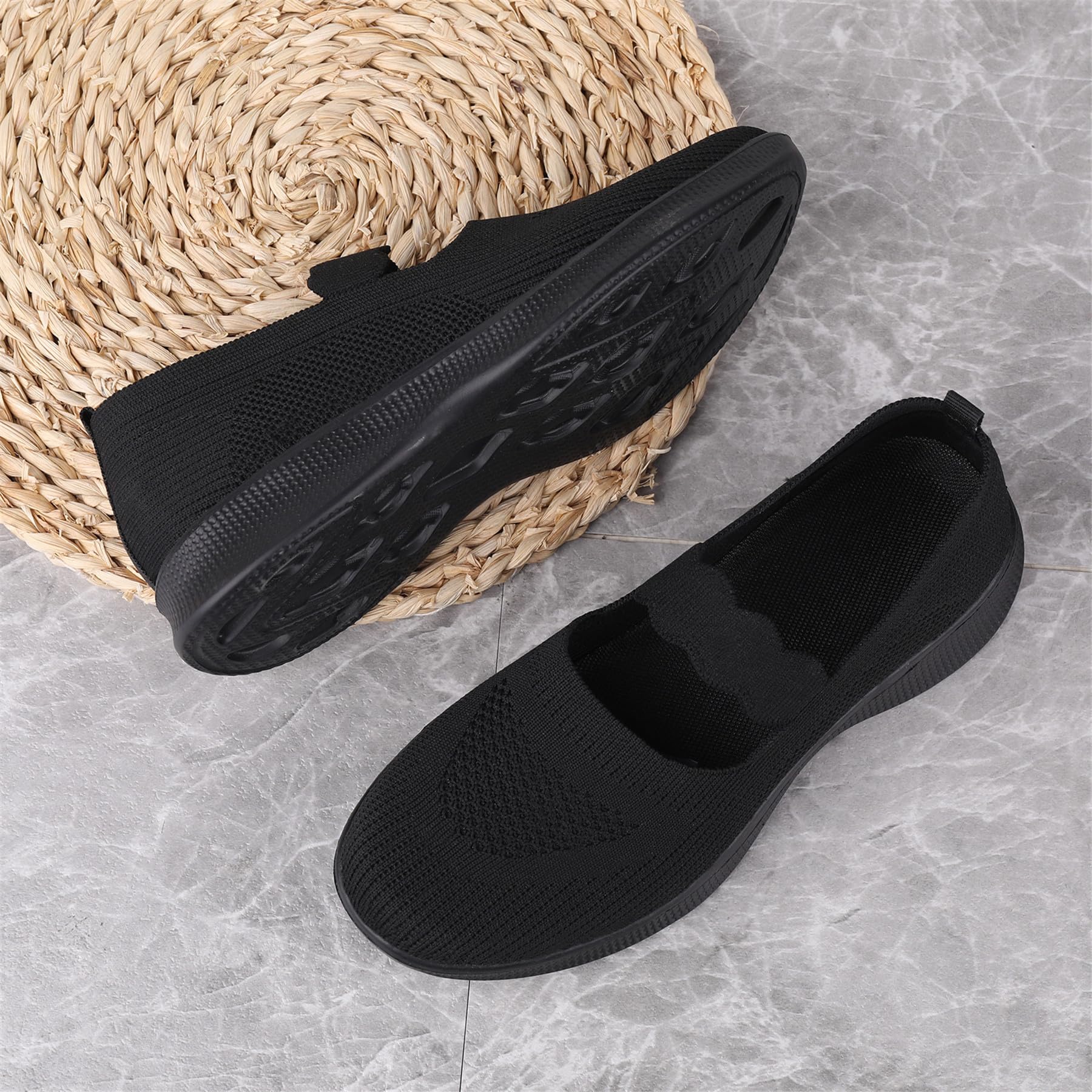 EnllerviiD Women's Mary Jane Platform Sneakers - Slip On Air Cushion Comfort Shoes for Nurses, Wide Width & Lightweight Loafers - Perfect for Work, Walking & Casual Wear