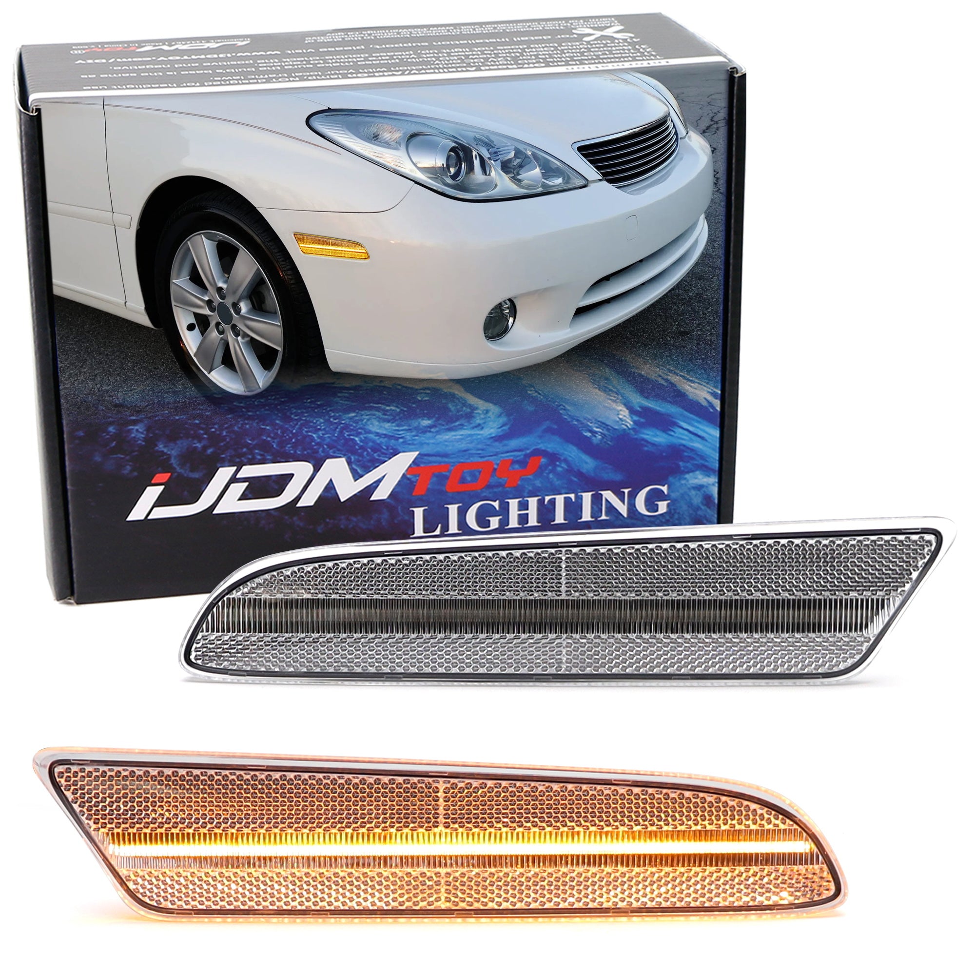 Clear Lens Amber Full LED Front Side Marker Lights for Lexus 2002-2006 ES300 & ES330 - Enhanced Visibility & Style for Night Driving & Custom Car Upgrades
