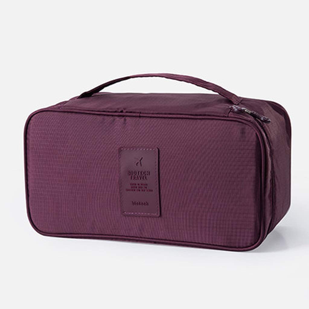 EODNSOFN Women's Travel Organizer Storage Bag - Underwear, Bra, Clothes & Cosmetic Pouch Case (Wine Red) | Perfect for Vacation Packing, Business Trips & Daily Organization