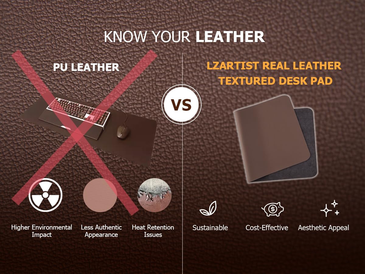 Premium Genuine Leather Desk Mat - Large Waterproof Office Desk Pad, Non-Slip Mouse Pad & Writing Surface for Home & Office (31.5