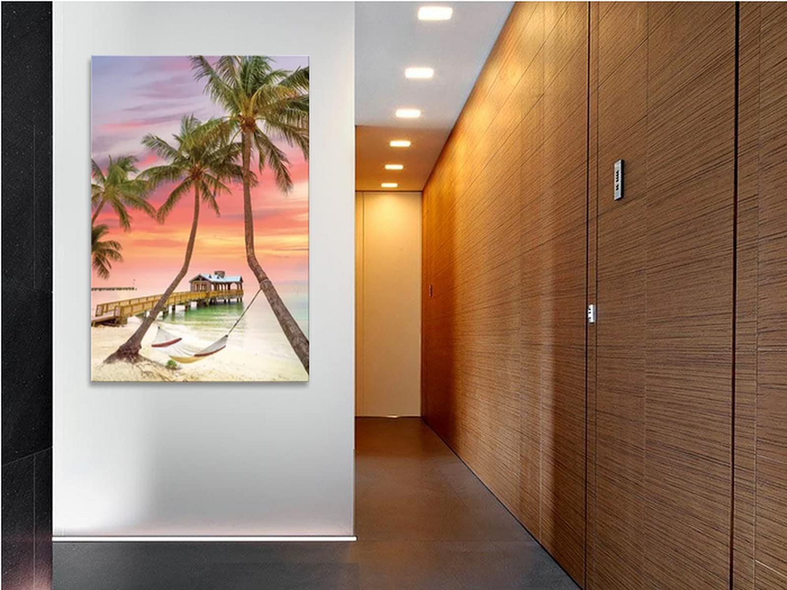 Tropical Sunrise Beach Canvas Wall Art - Relaxing Coastal Seascape Painting for Bathroom & Living Room Decor - Stretched & Framed Ready to Hang (28x40 Inches) - Perfect Gift for Beach House & Ocean Lovers