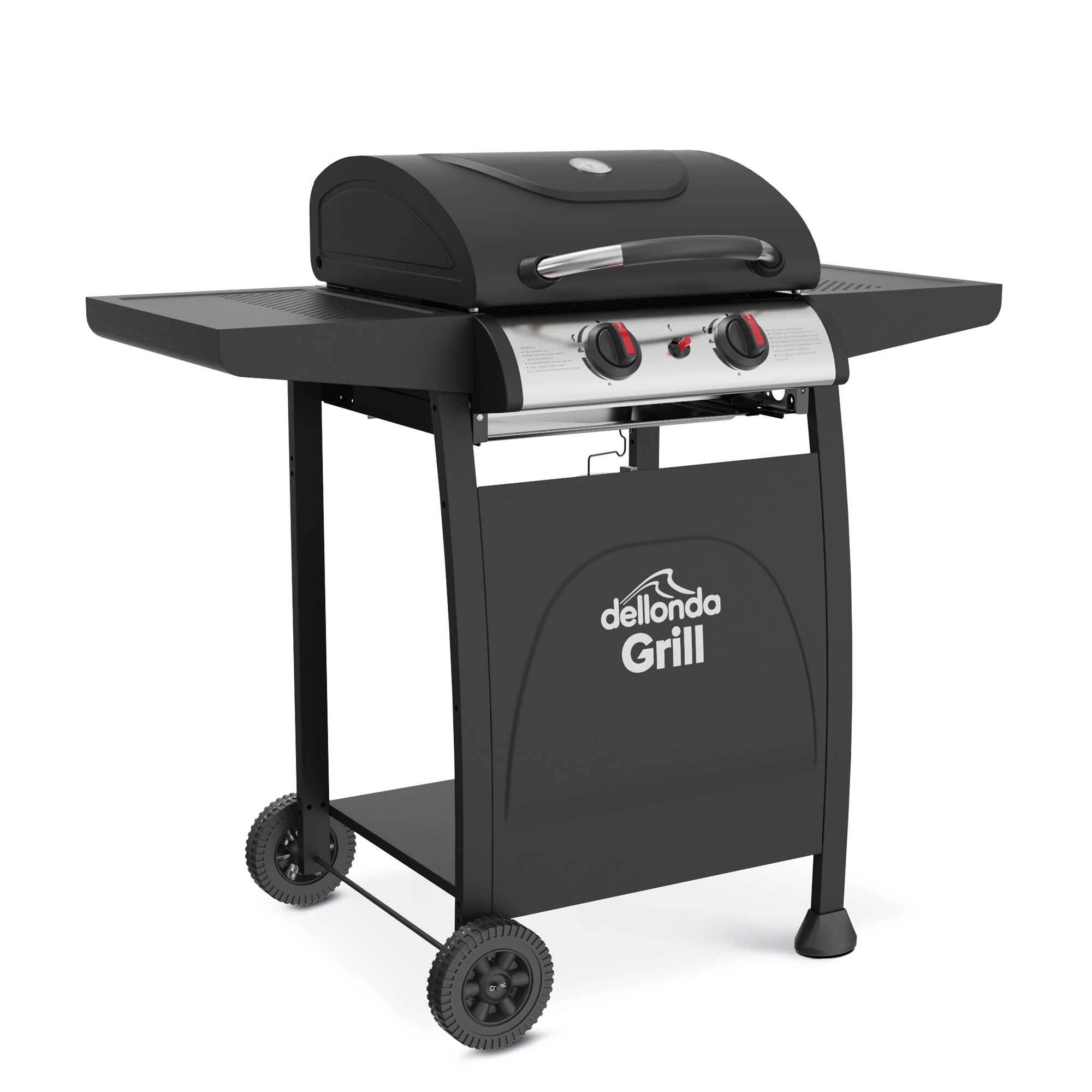 2 Burner Gas BBQ Grill with Piezo Ignition & Built-In Thermometer - Black/Stainless Steel Outdoor Cooking for Backyard, Camping & Tailgating - DG13 Model