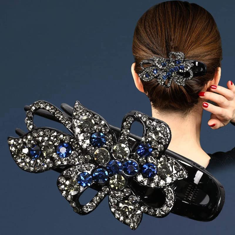1PCS Duckbill Rhinestone Hair Clip with Flower Design - Sparkling Diamond Barrettes for Women & Girls - Perfect for Prom, Weddings, Parties & Everyday Hair Accessories
