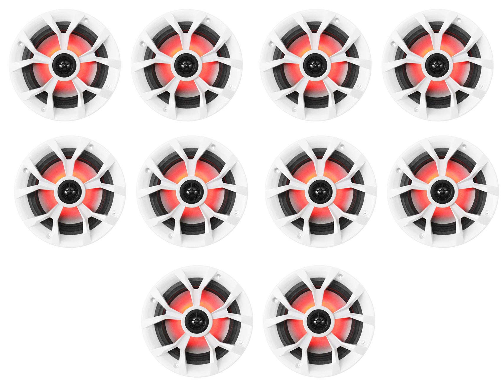 Rockville RKL65MBW 6.5 Inch 700W Marine Boat Speakers with LED Lights - Waterproof White/Black Grilles - Perfect for Boats, Yachts & Outdoor Marine Audio Systems