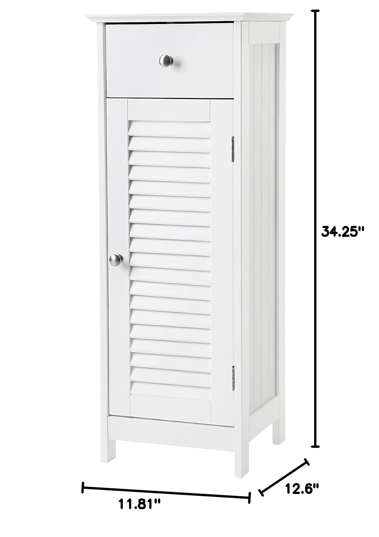 White Wooden Bathroom Floor Cabinet with Drawer & Shutter Door - Storage Organizer Set for Towels, Toiletries & Bath Essentials | Space-Saving Bathroom Furniture for Small Spaces