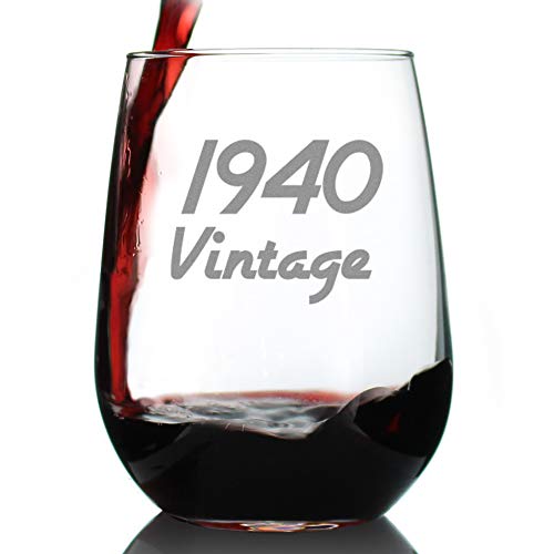 Vintage 1940-83rd Birthday Stemless Wine Glass Set - Elegant 83rd Birthday Gift for Women & Men - Large BPA-Free Party Glasses - Perfect for Milestone Celebrations, Anniversaries & Retirement Parties