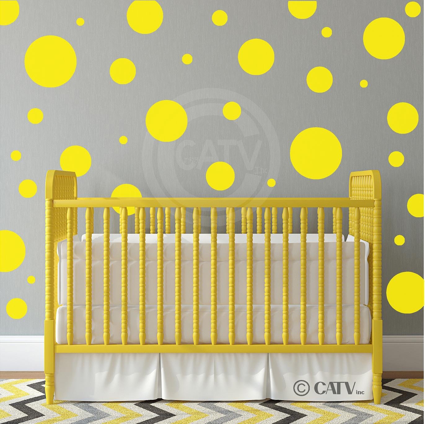 Polka Dot Wall Decals - Nursery Decor Stickers (32pcs, Yellow) for Kids Room
