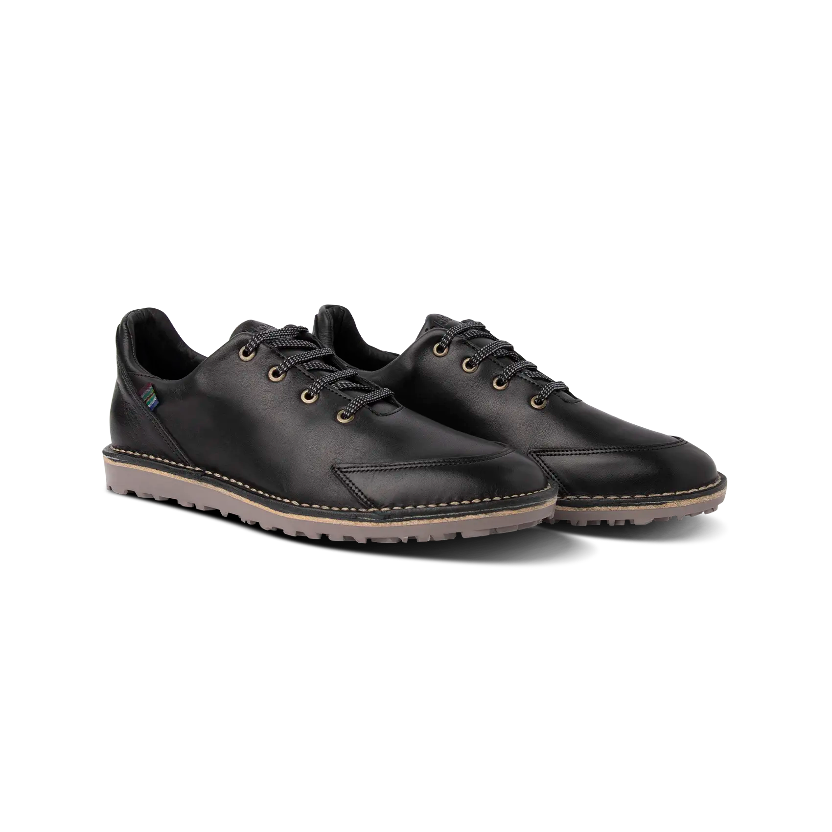 Veldskoen Birdie Golf Shoes for Men & Women - Black Leather with Grey Sole - Comfortable & Durable Spiked Golf Shoes for Walking Course, Driving Range, and Casual Wear