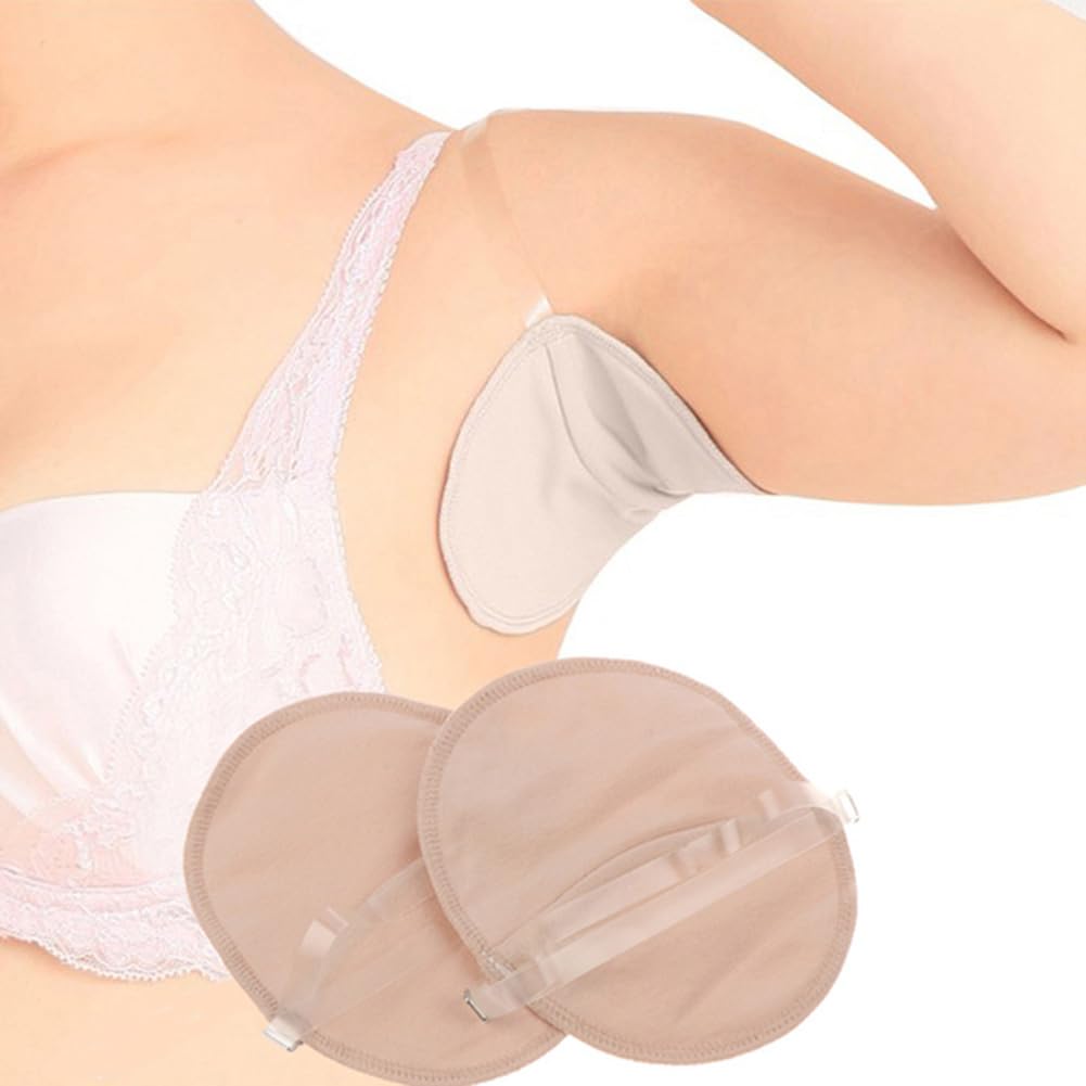 2Pcs Reusable Underarm Sweat Pads - Breathable Cotton Washable Armpit Sweat Guards for Women & Men | Prevent Stains in Shirts & Dresses for Work, Gym & Daily Wear