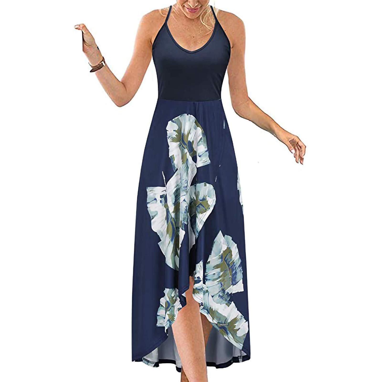 OMGYST Women's Vintage Floral Sunflower Sleeveless Swing Dress - Casual Boho Beach Dress for Summer, Vacations & Outdoor Parties