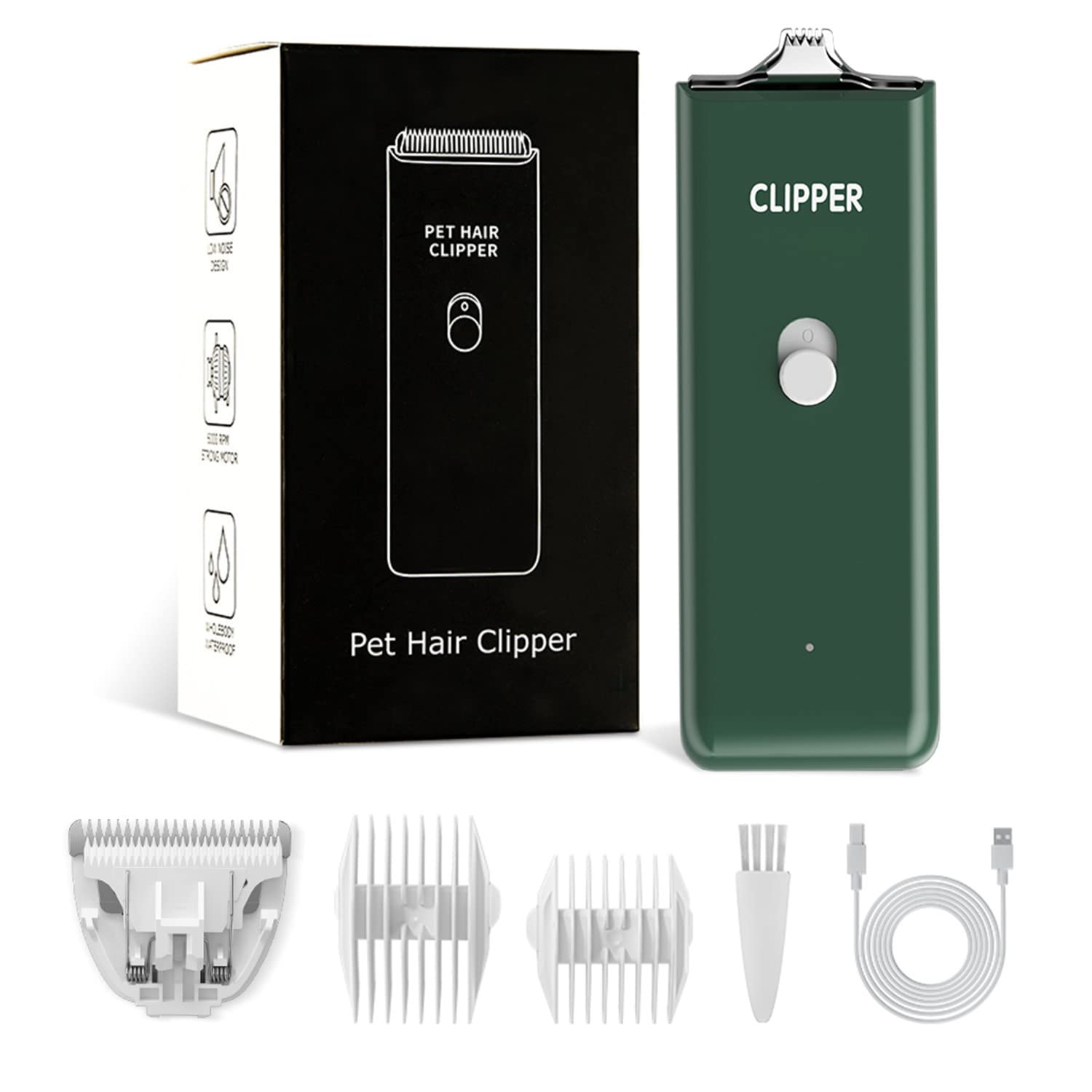 **USB Rechargeable Quiet Dog & Cat Hair Trimmer - Cordless Pet Grooming Kit with Washable Blades for Dogs, Cats & Small Animals - Perfect for Home Grooming & Travel Use**