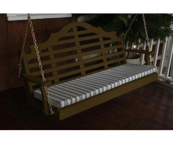 A&L Furniture Yellow Pine Marlboro Swing - Outdoor Porch Swing with Comfortable Cushion for Garden, Patio, and Backyard Relaxation