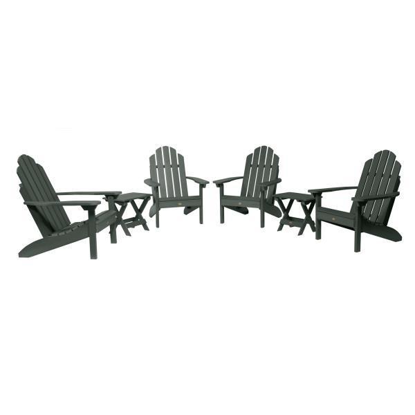 4 Classic Westport Adirondack Chairs with 2 Folding Side Tables - Outdoor Patio Furniture Set for Garden, Poolside & Backyard Relaxation