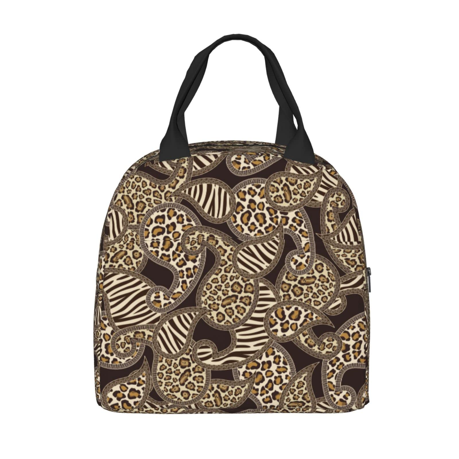PrelerDIY Insulated Lunch Box - Stylish Paisley Animal Print Reusable Lunch Bag for Women & Men, Perfect for Office, Camping, Hiking, Picnic, Beach & Travel - Keep Meals Fresh at Work or Outdoor Adventures