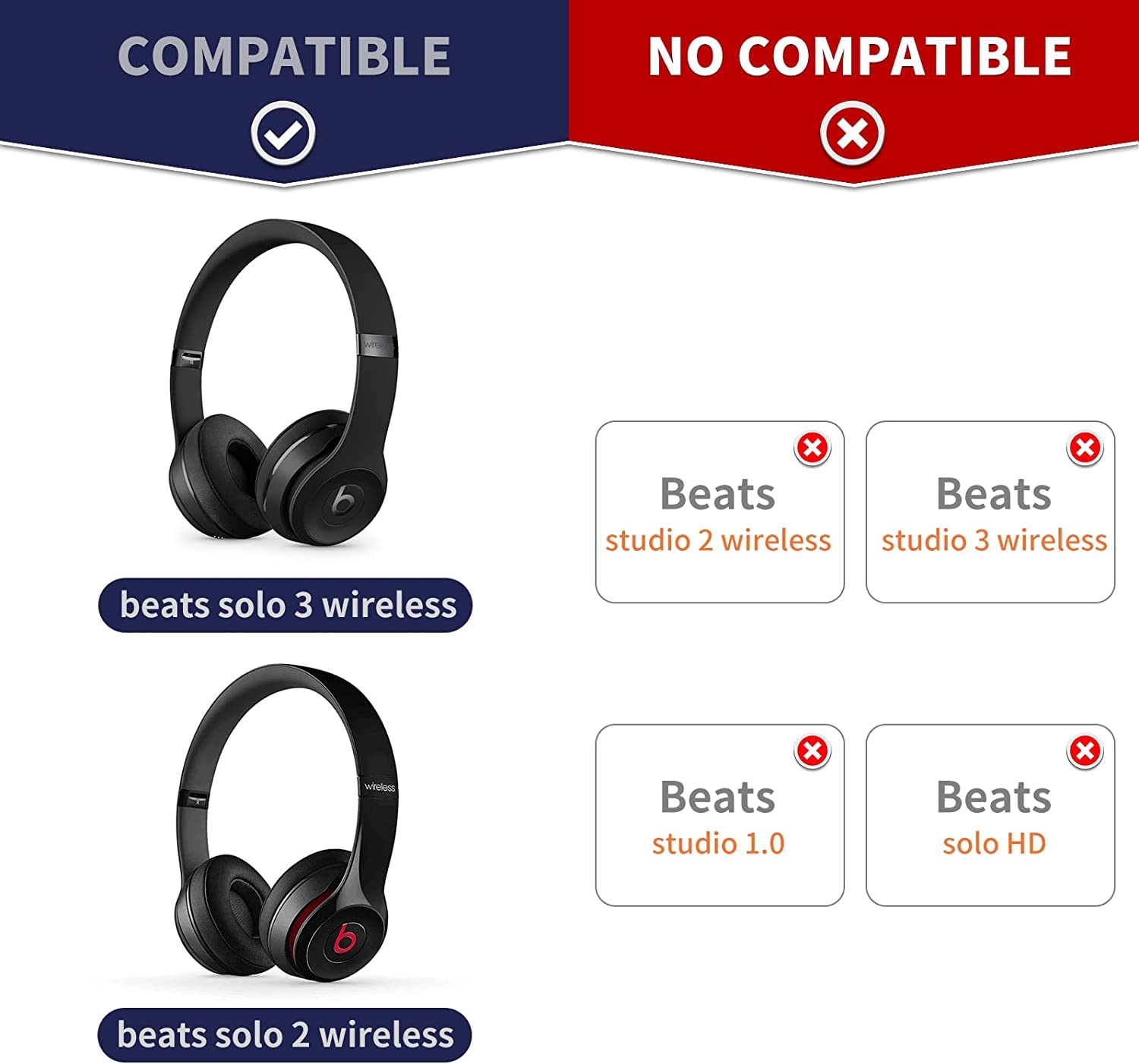 Premium Replacement Ear Pads Cushions for Beats Solo 2 & Solo 3 Wireless Headphones - Memory Foam Earpads with Soft Protein Leather (Green) - Perfect for Gym, Travel & Daily Use