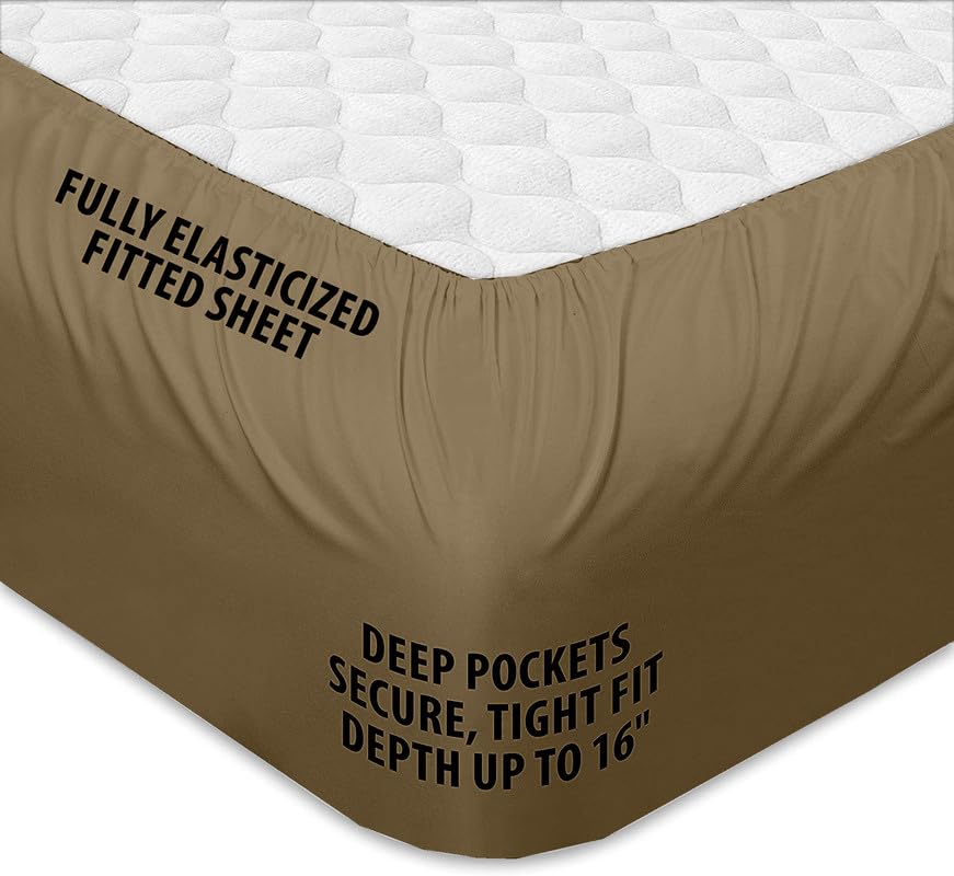 Premium 100% Cotton Split King Sheet Set for Adjustable Beds - 16