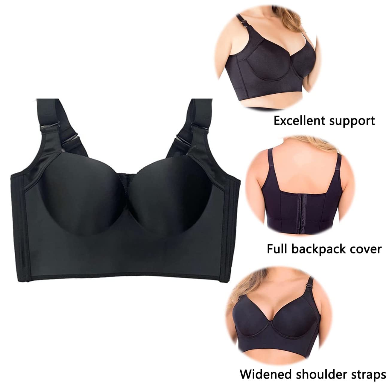 LELEBEAR Women's Shapewear Bra with Deep Cups - Seamless Back Fat Control & Full Coverage Support - Perfect for Everyday Wear, Workouts & Special Occasions