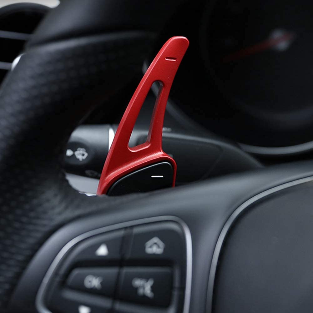 KIMISS 2pcs Aluminum Alloy Car Steering Wheel Shift Paddle Extensions - Compatible with Audi A3/A4L (2013-2016), A5 (2012-2016) - Bright Red Racing Accessories for Enhanced Driving Performance & Sporty Look