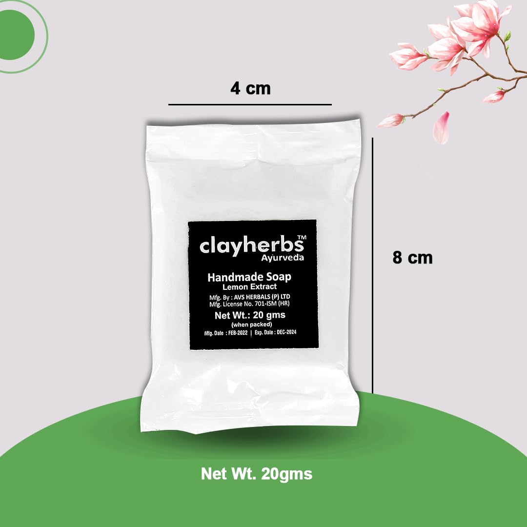 Clayherbs 20g Travel Size Soap Bars (250 Pack) - Mini Lemon Scented Cleansing Soaps for Hotels, Airbnb & Guest Bathrooms | Bulk Toiletries & Bath Amenities | Perfect for Travel, Hospitality & Vacation Rentals