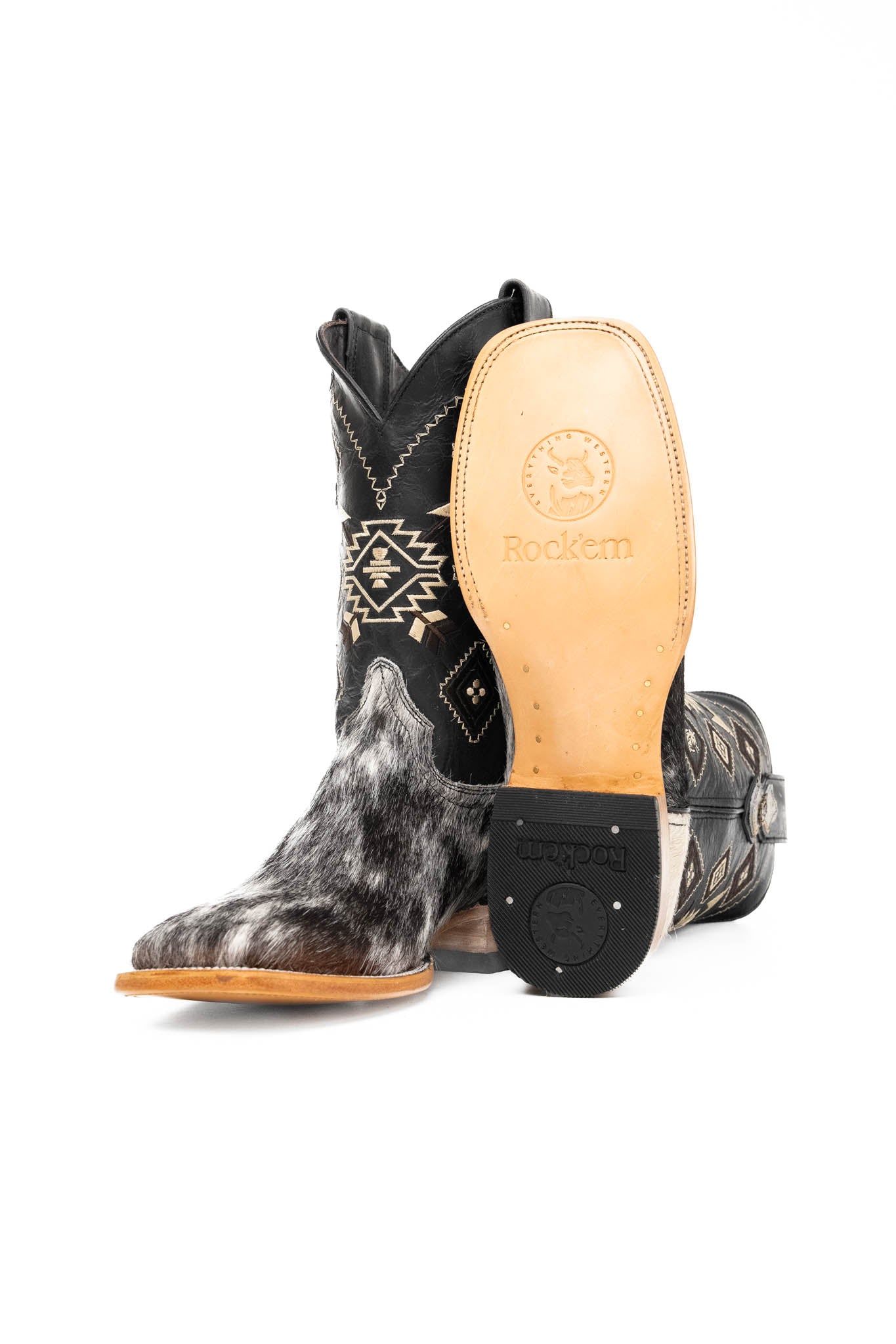 Authentic Men's Cowhide Square Toe Cowboy Boots - Size 9 Western Boots for Rodeo, Country Dancing & Outdoor Adventures (Style NM78)