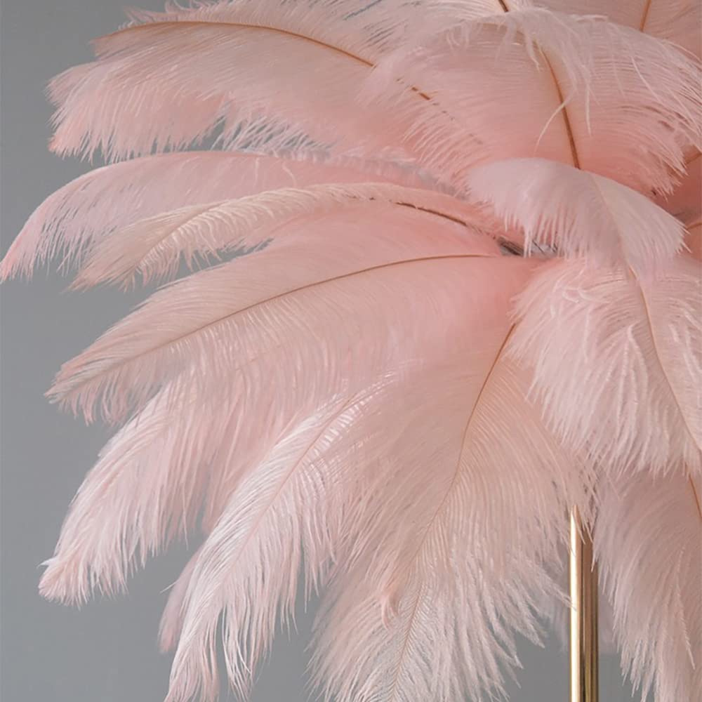 KunMai Touch Switch Pink Feather Dimmable Table Lamp - Modern 3-Light Bedside Nightstand Lamp with USB Charging for Bedroom, Living Room, Nursery Decor (Pink, Dimmable)