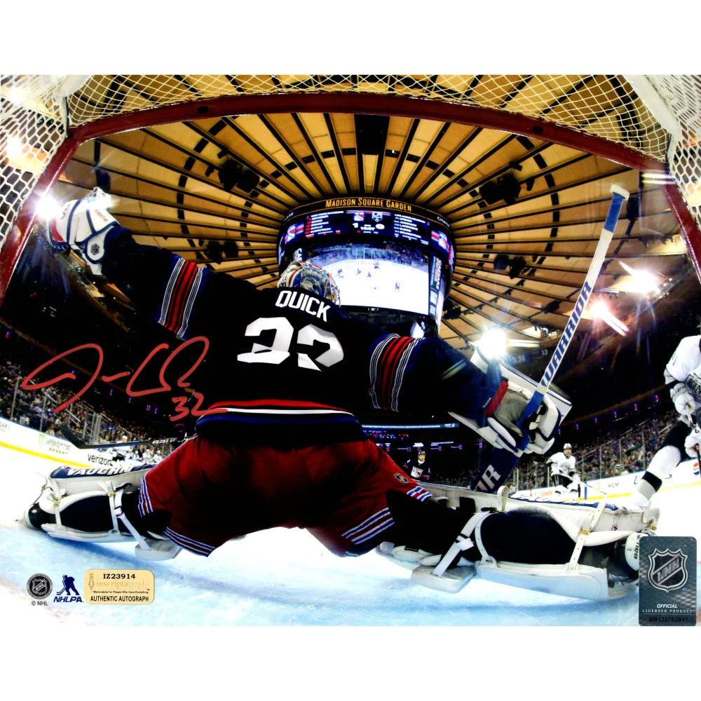 Jonathan Quick Autographed New York Rangers 8x10 Photo - Signed with COA & IGM Message - Perfect for Hockey Fans, Collectors, and Sports Memorabilia Displays