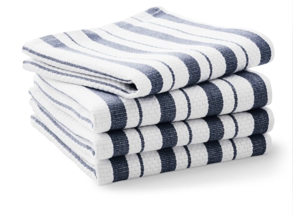 Williams-Sonoma Premium Bay Stripe Bath Towels Set of 4 - Ultra Soft & Absorbent Navy Blue Cotton Towels for Bathroom, Pool, Beach & Spa