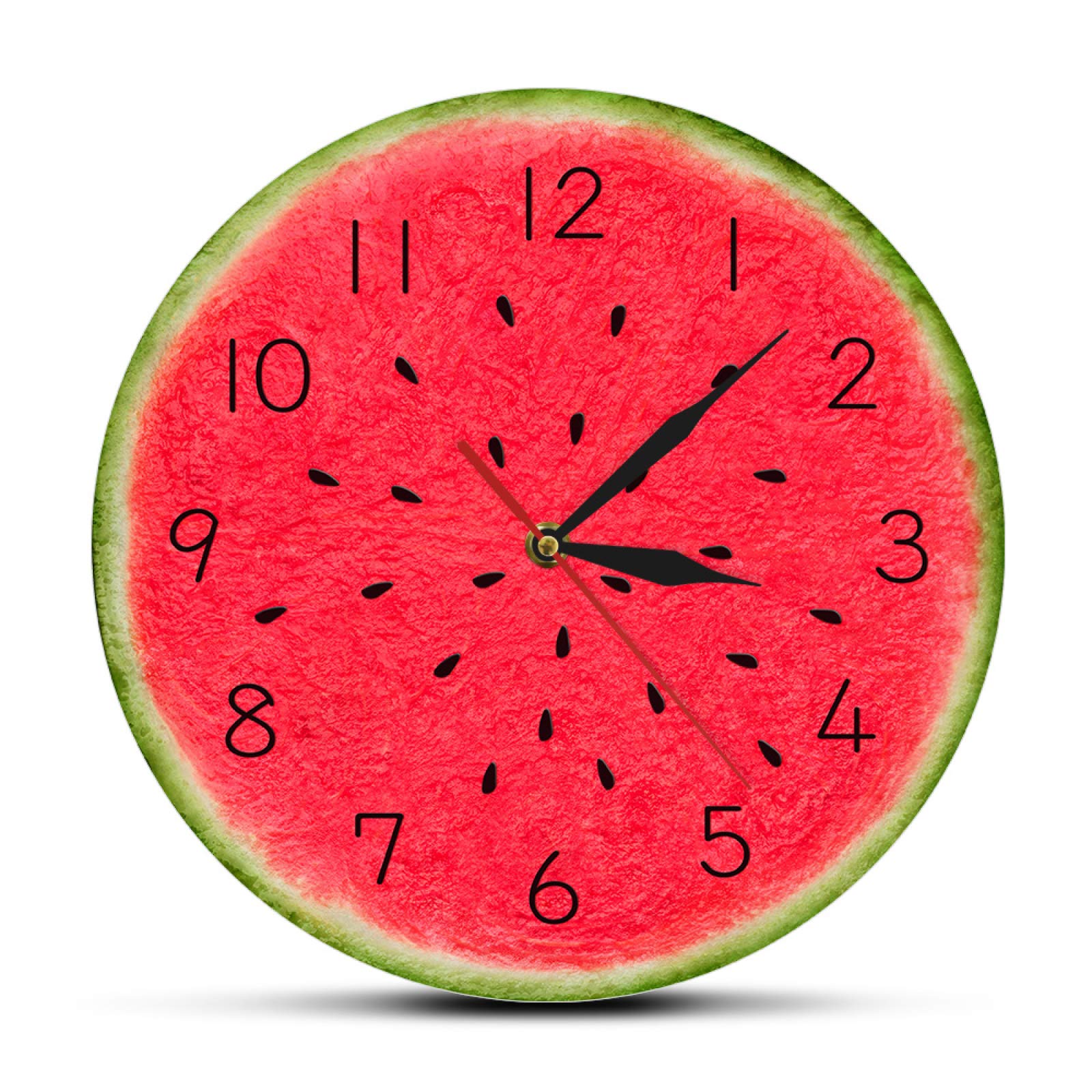 YUYANG Summer Watermelon Wall Clock - Modern Tropical Kitchen Decor with Silent Quartz Movement, Easy to Read Numbers - Perfect for Home, Office, Dorm & Beach House Decor