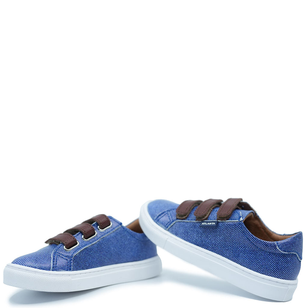 Men's Atlanta Moccasin Denim Triple Velcro Sneakers - Comfortable Slip-On Casual Shoes for Walking, Travel & Everyday Wear