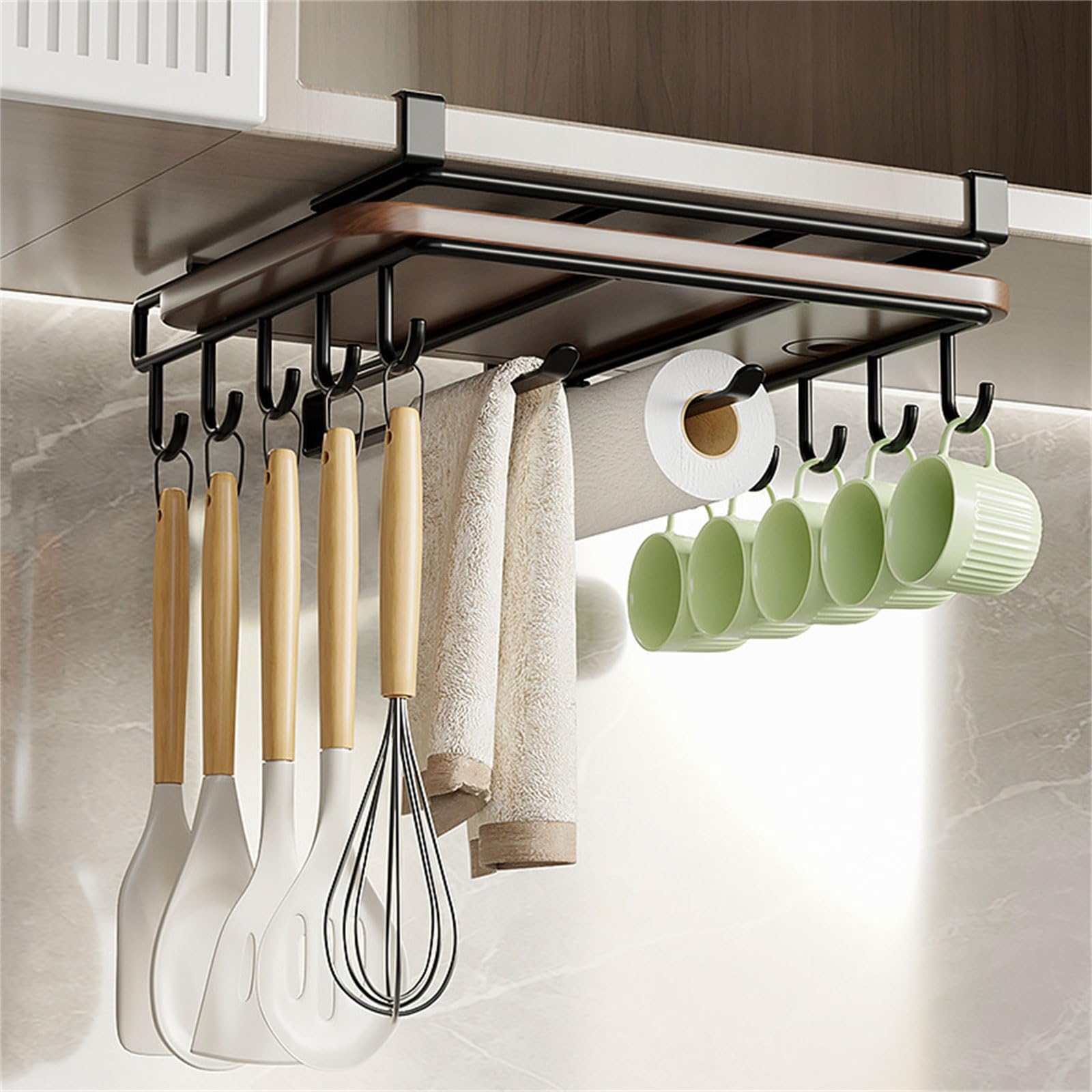 HUANIZI Space-Saving Kitchen Utensil Organizer - Elegant Cabinet Storage Rack for Efficient Kitchen Organization | Perfect for Small Spaces and Home Cooks