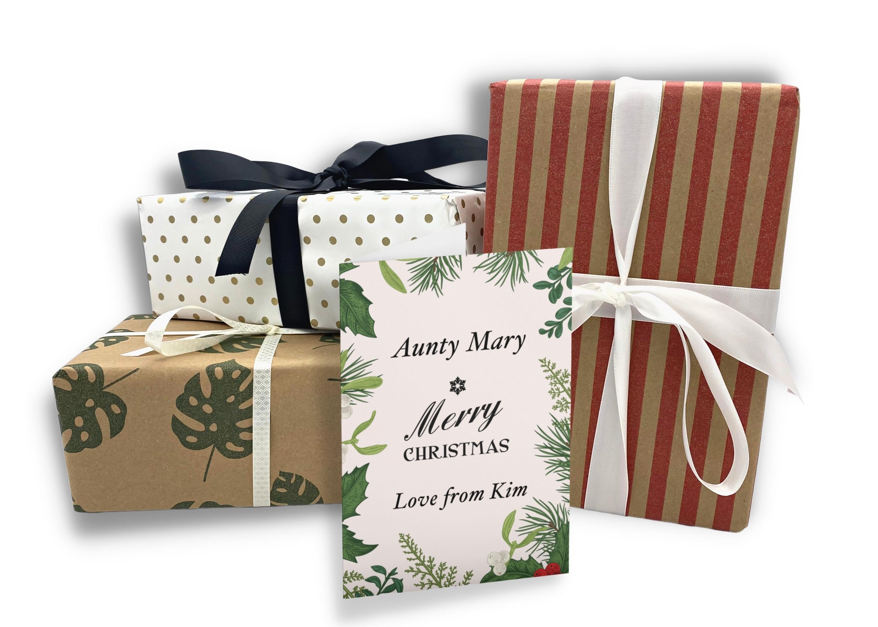 Personalized Christmas Card with Gift Wrap - Custom Holiday Greeting Card for Family & Friends - Perfect for Gifts, Decorations & Festive Celebrations