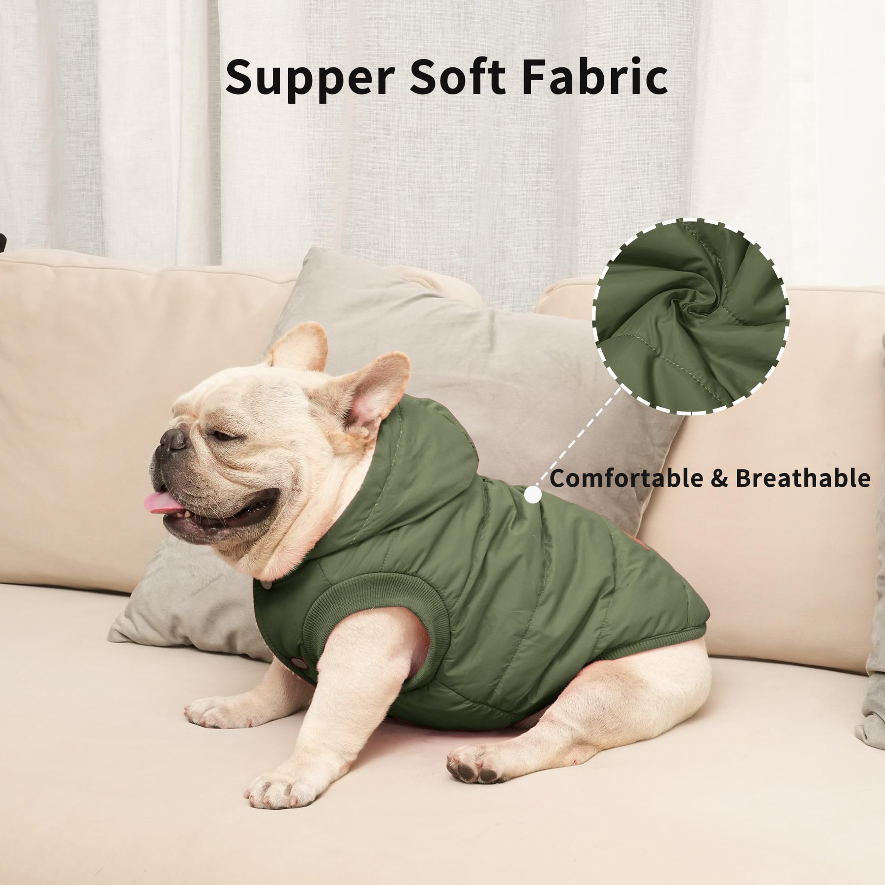 Extra Warm Winter Dog Hoodie Jacket for Large Dogs - Green XXL Pet Coat with Hood | Cozy Outdoor & Indoor Wear for Cold Weather