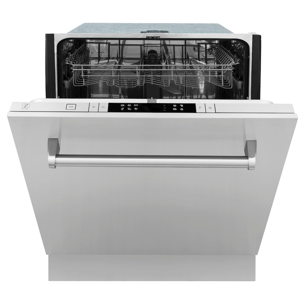 ZLINE 24 Inch Stainless Steel Top Control Dishwasher - 52dBa Ultra Quiet, Traditional Handle Design (DW 304 H 24) for Modern Kitchens & Open Concept Homes