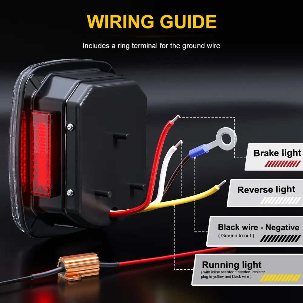Upgraded LED Brake Tail Lights with License Plate & Side Marker Lights for Jeep Wrangler CJ YJ TJ (1976-2006) - Enhanced Visibility & Safety for Off-Road Adventures & Night Driving