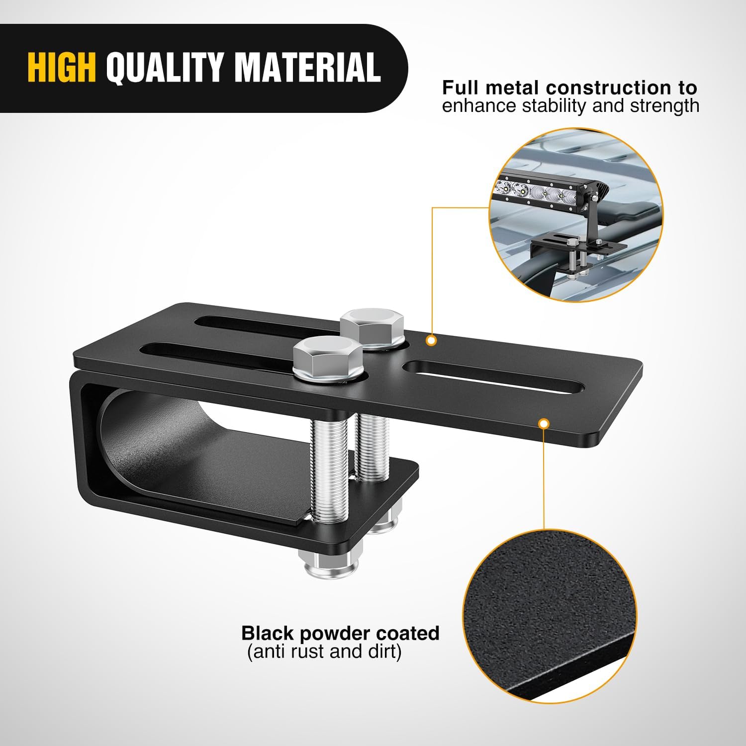 Non-Slip Clip Vehicle Roof Luggage Rack Lightbar Mounts - Secure Car Roof Rack Accessories for SUVs, Trucks & Crossovers - Perfect for Camping, Road Trips & Outdoor Adventures