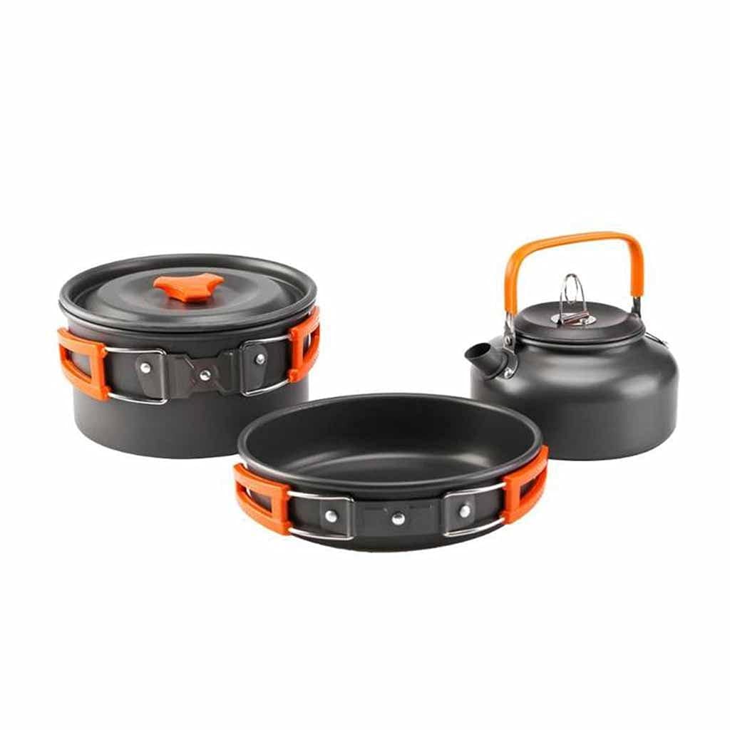 Ultra-Light Portable Aluminum Camping Cookware Set - Picnic, Hiking & Travel Water Kettle Pan Pot with Utensils | Perfect for Outdoor Adventures, Backpacking & Emergency Preparedness (Color: A)