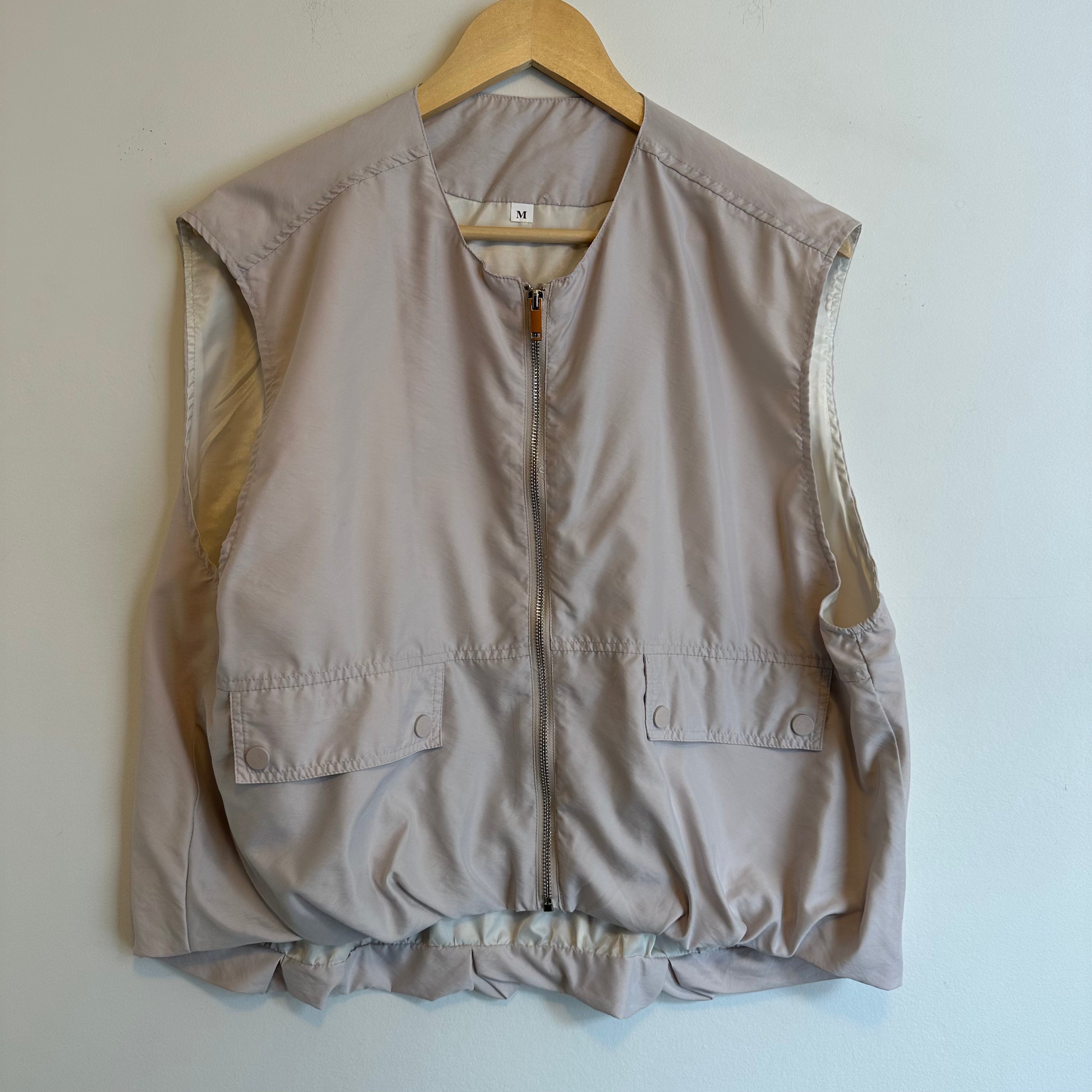Men's Cream Fleece Vest - Lightweight Warm Winter Puffer Jacket for Outdoor Hiking & Casual Wear