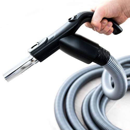 Central Vacuum Cleaner Hose with On/Off Switch - 7.5m Heavy-Duty Suction Hose with Ergonomic Handle - 37mm & 32mm Accessory Connections - Ideal for Whole-House Cleaning & Hard-to-Reach Areas