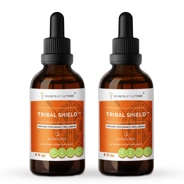 Tribal Shield Alcohol-Free Herbal Extract Drops - High-Potency Tincture with Astragalus, Echinacea, Maca, Calendula, Reishi, Schisandra & Elderberry - Immune Support, Endurance Booster & Wellness Supplement (2x4 oz) - Perfect for Daily Immune Support, Stress Relief & Natural Energy Enhancement