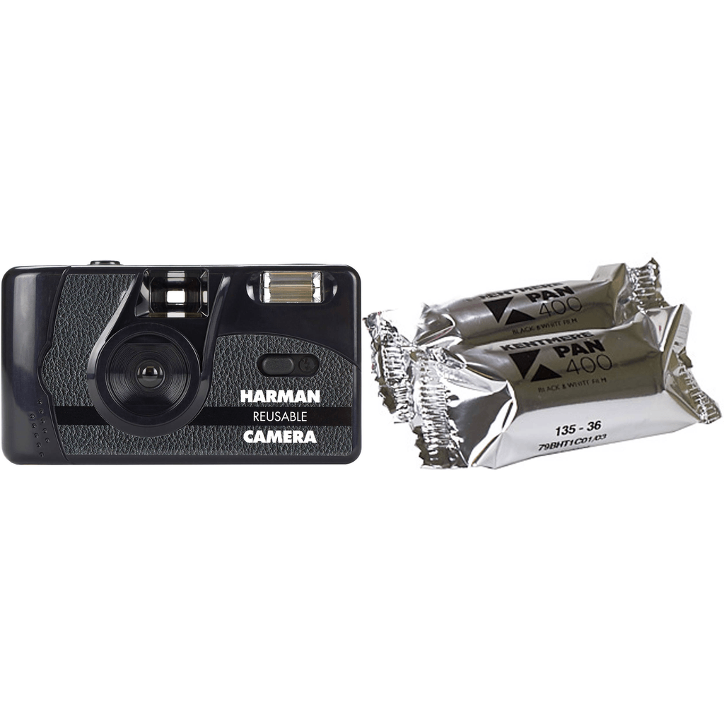 HARMAN Technology Reusable 35mm Film Camera with 2 Rolls of B&W Film - Vintage Style Analog Photography for Beginners & Professionals - Perfect for Travel, Street Photography & Creative Projects