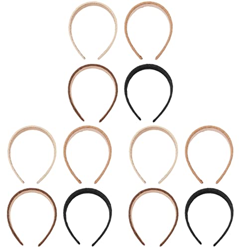 FRCOLOR 12 Pack Wide Padded Headbands - Vintage 90s Retro Alice Hairbands - Soft Woven Hair Hoops for Women & Girls (Perfect for Sports, Yoga, Workouts & Everyday Fashion)