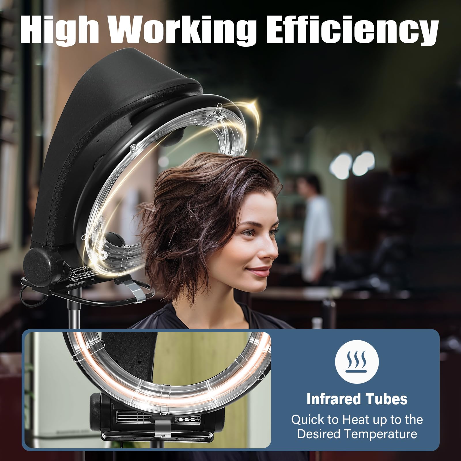 3 in 1 Hooded Hair Dryer - Professional Orbiting Infrared Stand Hair Dryer 110V 950W with Adjustable Temperature for Salon & Home Use - Perfect for Styling, Drying & Setting Hair