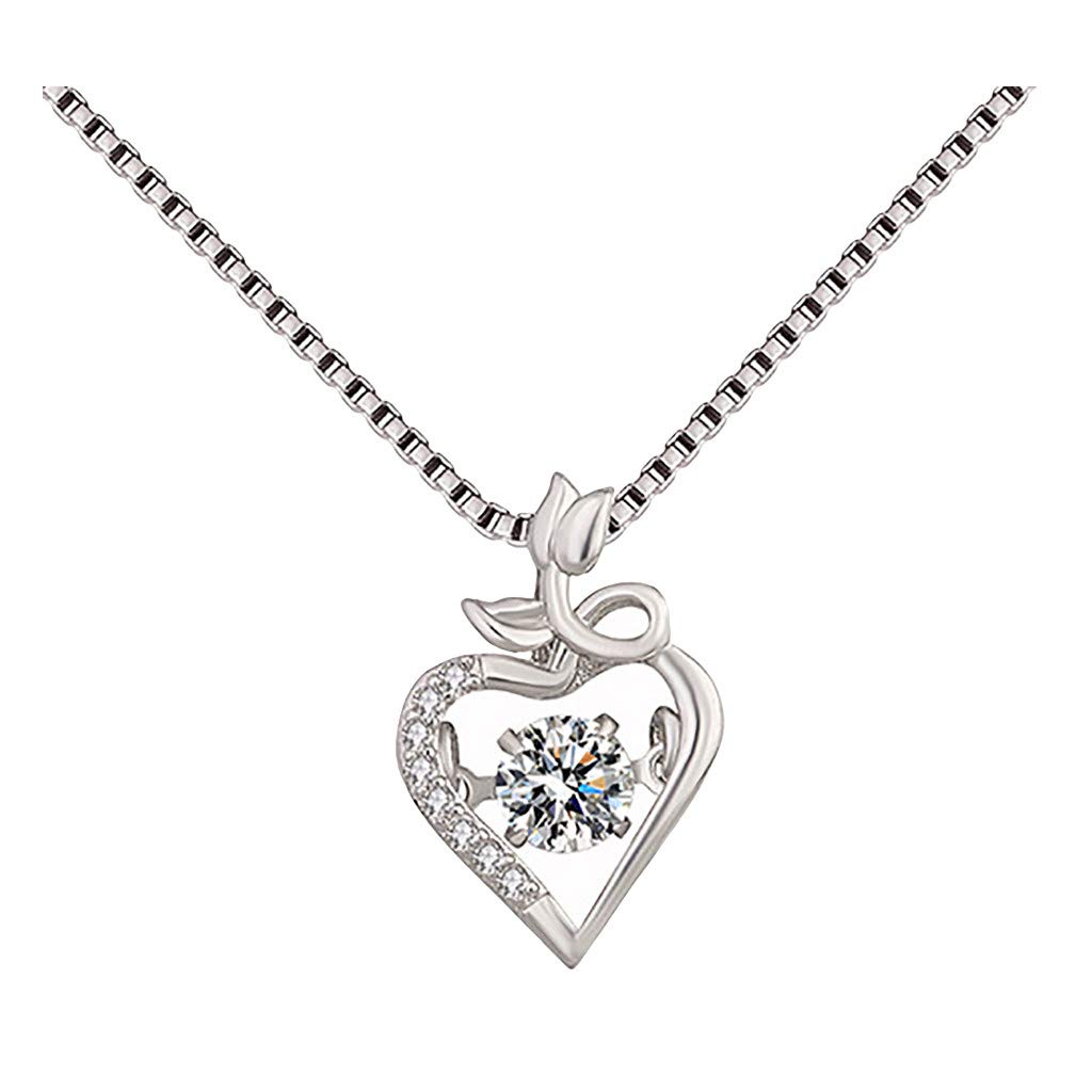 Elegant Rose Flower Zirconia Pendant Silver Chain Necklace for Women - Perfect Anniversary, Birthday & Christmas Gift for Her | Ideal for Date Nights, Weddings & Special Occasions (Silver, One Size)