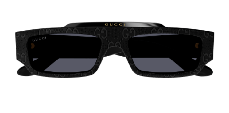 Gucci GG1592S 001 Black/Grey Rectangular Men's Sunglasses - Polarized UV Protection Luxury Aviator Shades for Driving, Travel & Outdoor Fashion