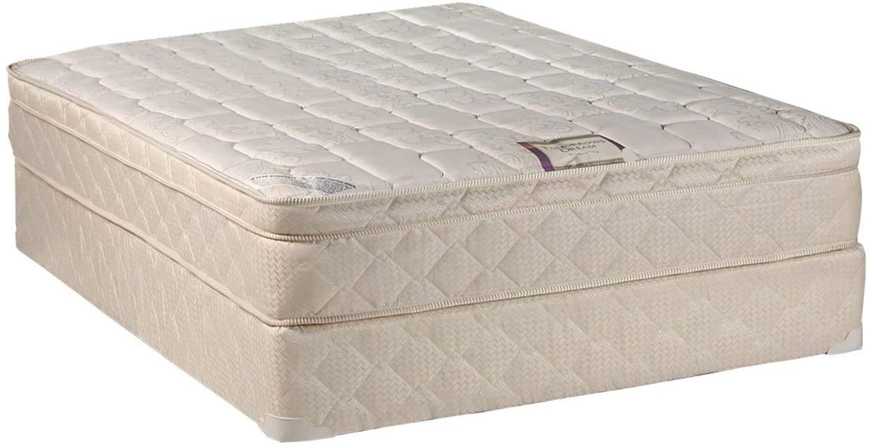DS USA Tomorrow's Dream Innerspring PillowTop Queen Mattress Set with Mattress Cover Protector - Eurotop Design, Enhanced Cushion Support & Quilted Fabric for Lasting Comfort | Perfect for Master Bedrooms, Guest Rooms & Luxury Sleep Experience