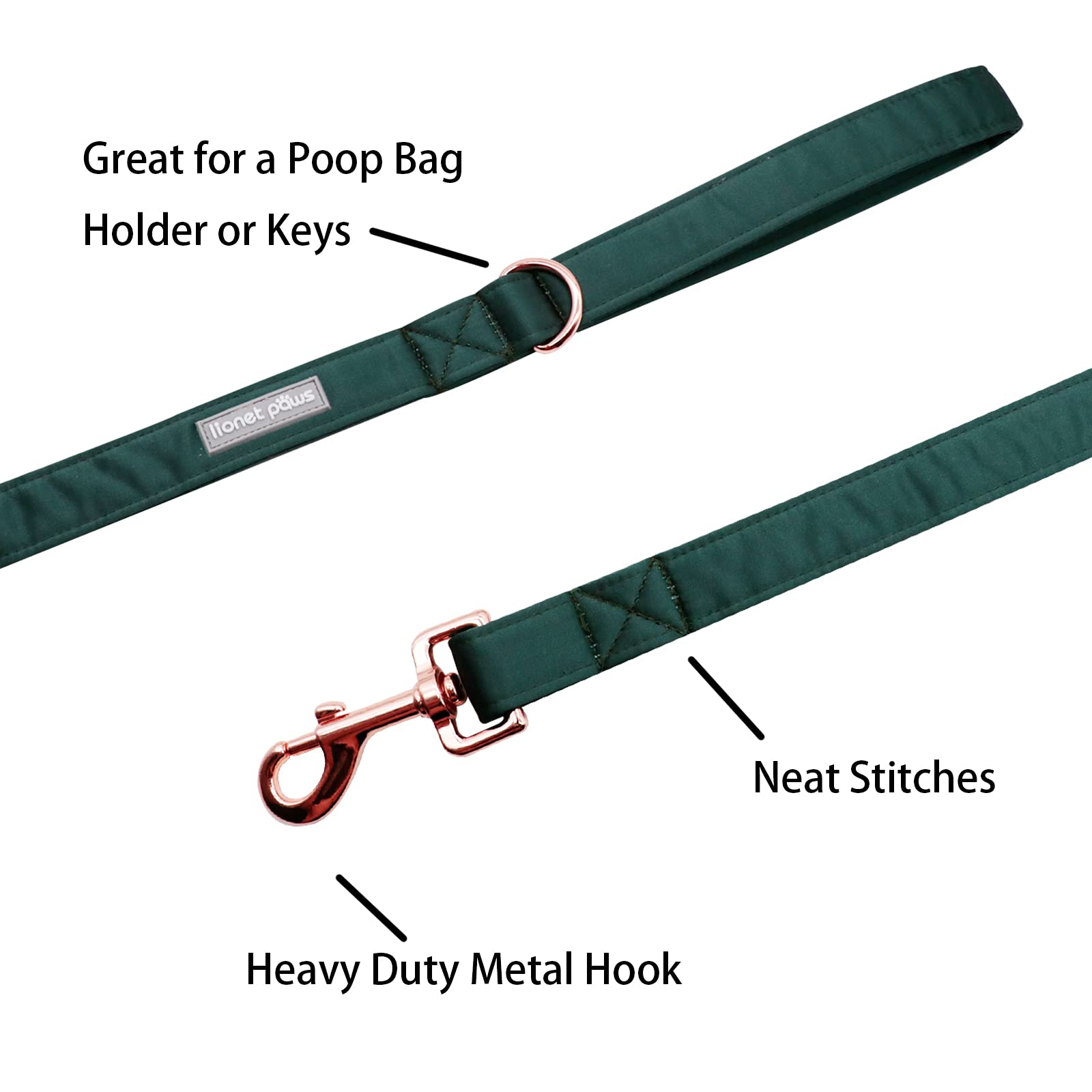 Premium Lionet Paws Dog Leash - Soft Silk Green Retractable Leash for Small, Medium & Large Dogs | Matching Collar Set for Puppies, Boys & Girls | Perfect for Walking, Training & Outdoor Adventures